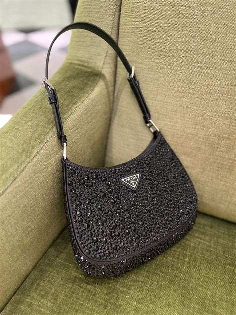 prada cleo embellished|black Prada cleo satin bag.